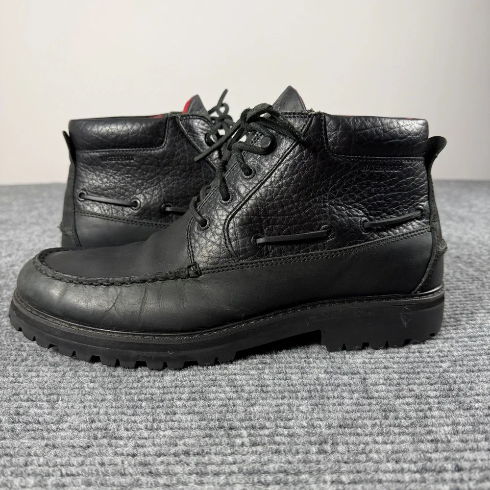 Sperry Men Black Waterproof Leather Flannel Lined Lug Sole Chukka Boots STS23634